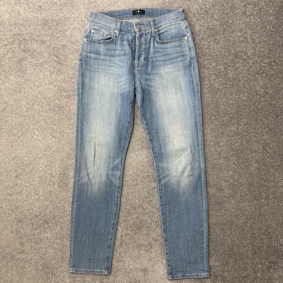 7 For All Mankind Jeans Womens 26 Light Wash Josefina Button Fly Stretch Denim - Picture 1 of 16